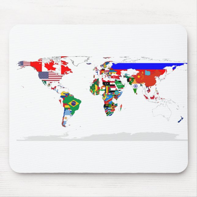 Abstract Colored World Map Mouse Pad (Front)