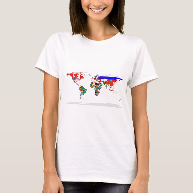 Abstract Colored World Map T-Shirt (Front)