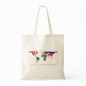 Abstract Colored World Map Tote Bag