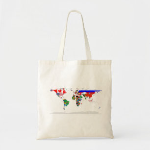 Abstract Colored World Map Tote Bag