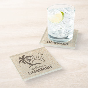 Abstract Colorful Aesthetic Modern Summer Beach Glass Coaster