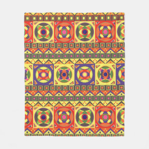 Abstract Colorful African Seamless Pattern with Ge Fleece Blanket