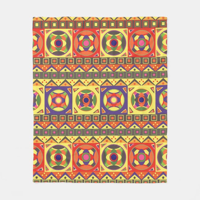 Abstract Colorful African Seamless Pattern with Ge Fleece Blanket (Front)