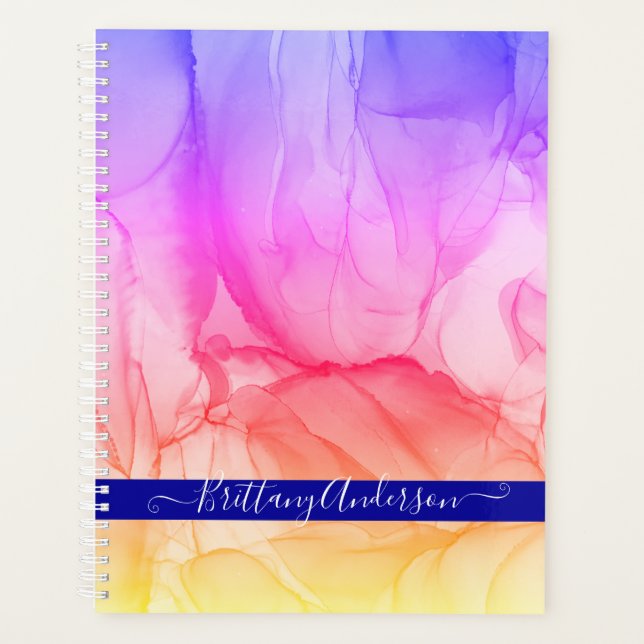 Abstract Colorful Alcohol Ink Art Business Planner (Front)