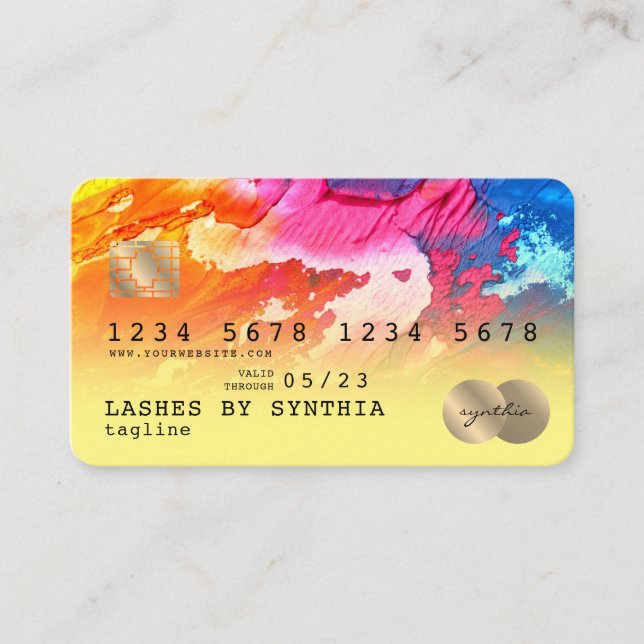 Abstract colorful  art Credit Card Style Gold (Front)