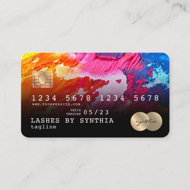 Abstract colorful  art Credit Card Style Gold (Front)