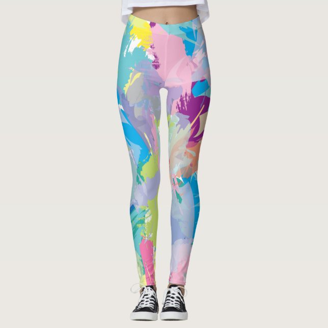 Abstract Colorful Art Modern Comfortable Leggings (Front)