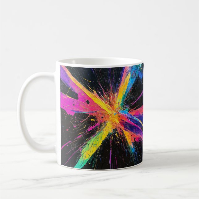 Abstract Colorful Art Mug, Splatter Paint Design Coffee Mug (Left)