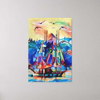 abstract colorful art of moving ship canvas print