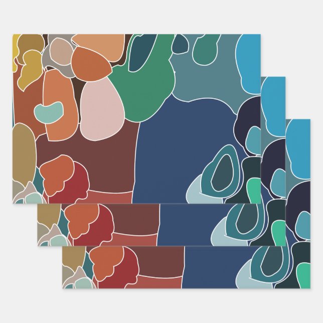 Abstract Colorful Artistic Artsy  Wrapping Paper Sheets (Set)