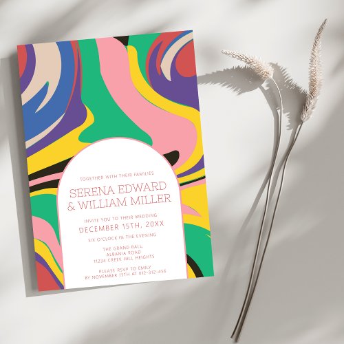 Abstract Colorful Artsy Arch Wedding  Invitation