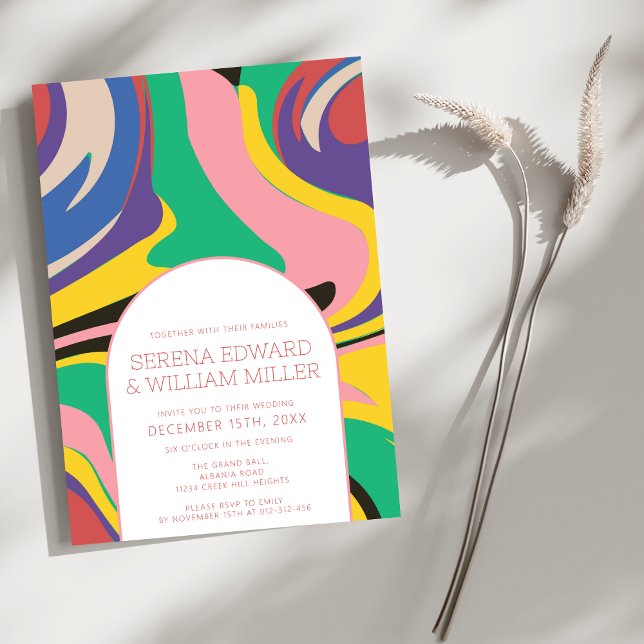 Abstract Colorful Artsy Arch Wedding  Invitation (Creator Uploaded)