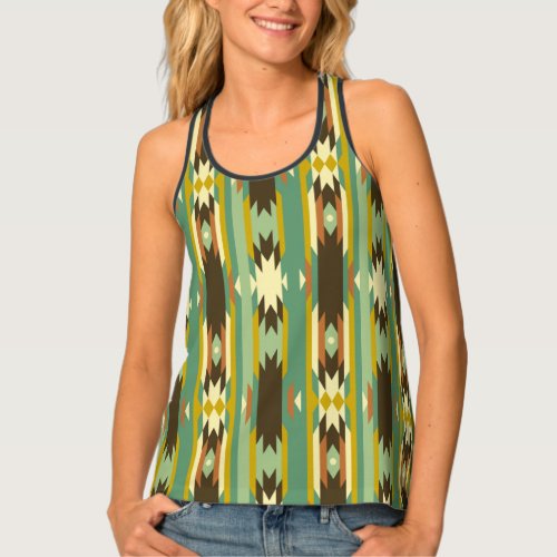Abstract Colorful Aztec Tribal Geometric Patter Tank Top