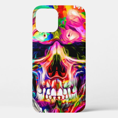 abstract colorful background with colorful skullar iPhone 12 case