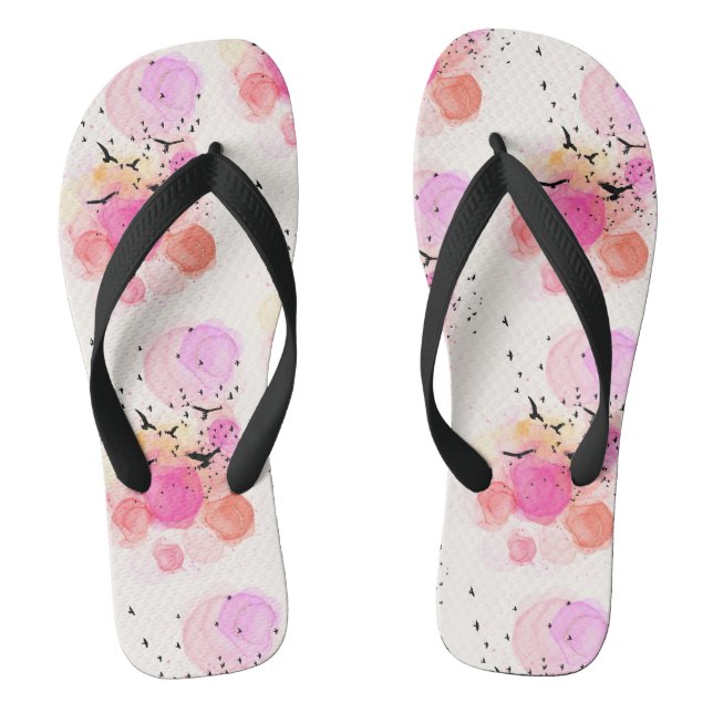 Abstract colorful birds pattern flip flops (Footbed)