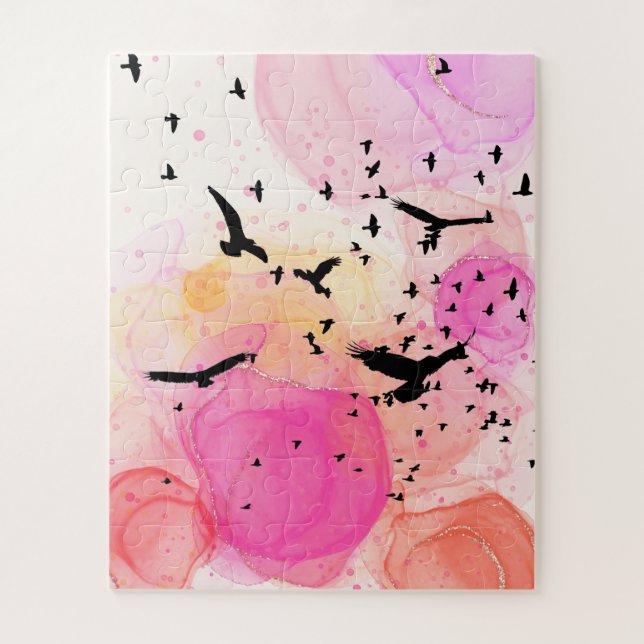 Abstract colorful birds pattern jigsaw puzzle (Vertical)