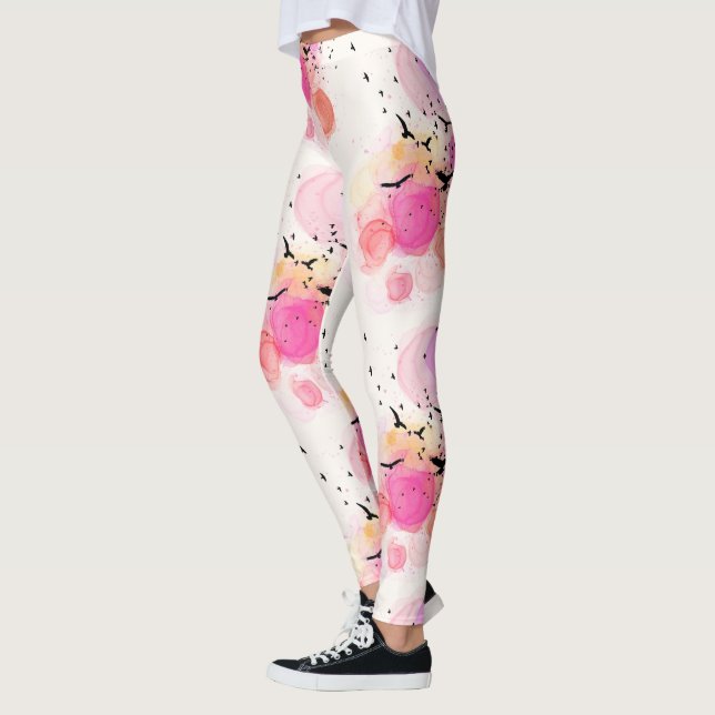 Abstract colorful birds pattern leggings (Left)