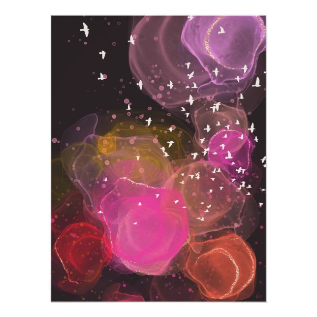 Abstract colorful birds pattern poster (Front)
