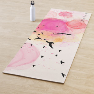 Abstract colorful birds pattern yoga mat