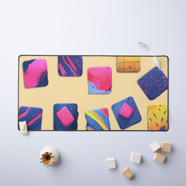 Abstract Colorful Blocks Pattern Desk Mat (Kids Table)
