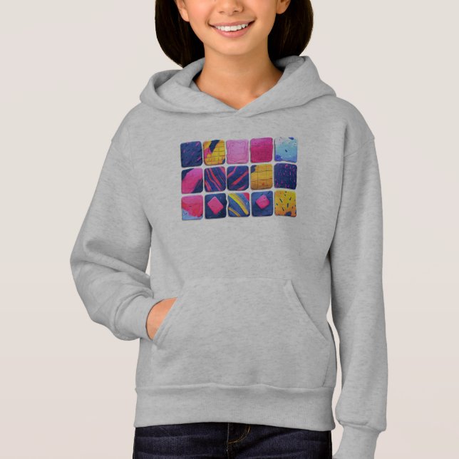 Abstract Colorful Blocks Pattern Hoodie (Front)