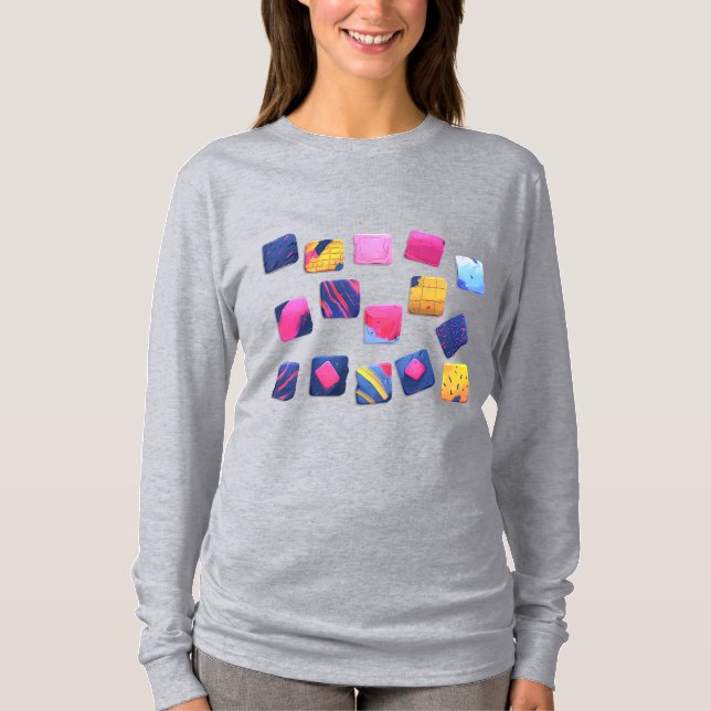 Abstract Colorful Blocks Pattern T-Shirt (Front)