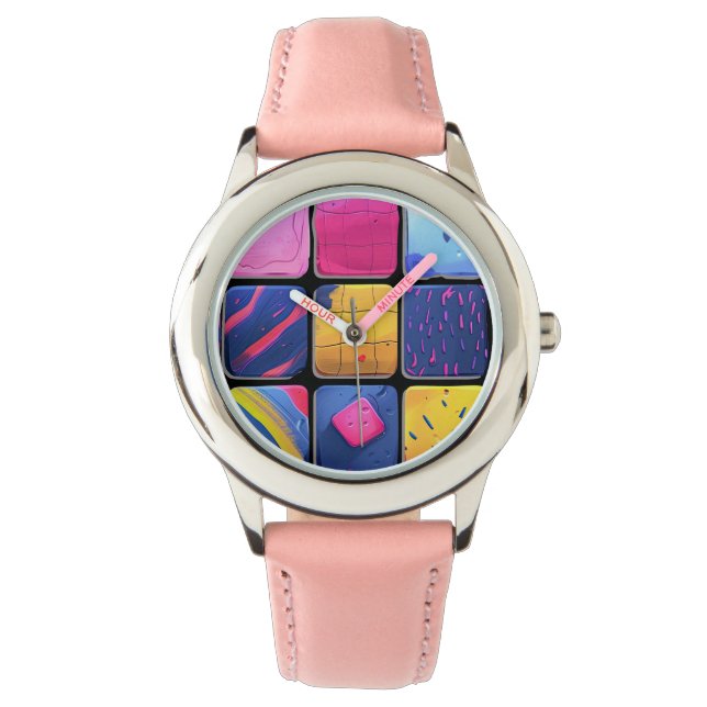 Abstract Colorful Blocks Pattern Watch (Front)