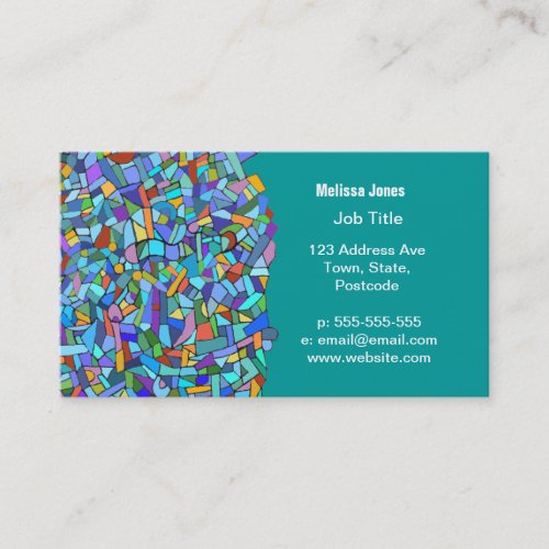 Abstract Colorful Blue Mosaic Pattern Business Card
