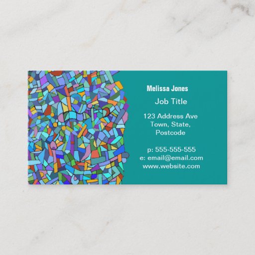 Customizable Abstract Colorful Blue Mosaic Pattern Business Card