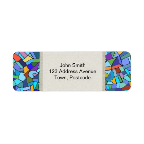 Abstract Colorful Blue Mosaic Pattern Label