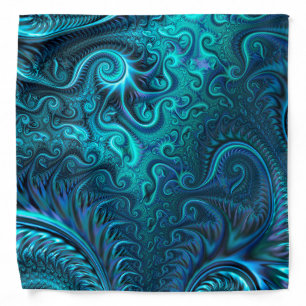 Abstract Colorful Blue & Teal Spiral Pattern Bandana