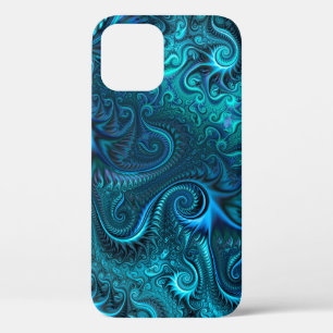 Abstract Colorful Blue & Teal Spiral Pattern  iPhone 12 Case