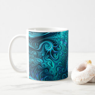 Abstract Colorful Blue & Teal Spiral Pattern Coffee Mug