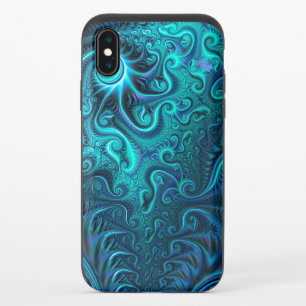 Abstract Colorful Blue & Teal Spiral Pattern iPhone XS Slider Case