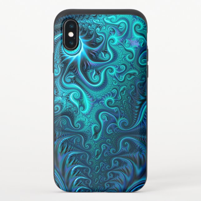Abstract Colorful Blue & Teal Spiral Pattern  Uncommon iPhone Case (Back)
