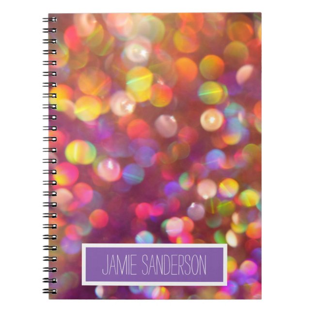 Abstract Colorful Bokeh Add Your Name Notebook (Front)