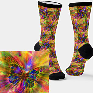 Abstract Colorful Bright Shine Butterfly Socks