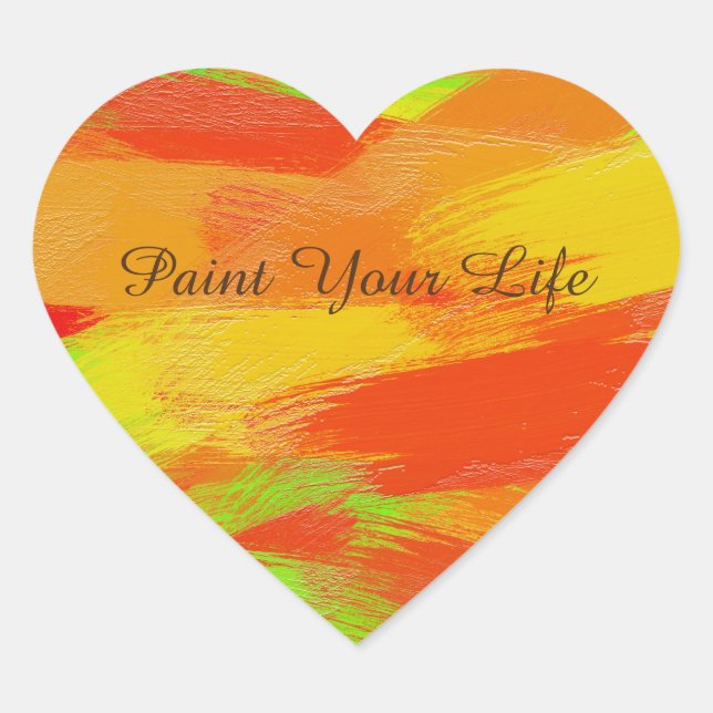 Abstract colorful brush strokes texture.text. heart sticker (Front)