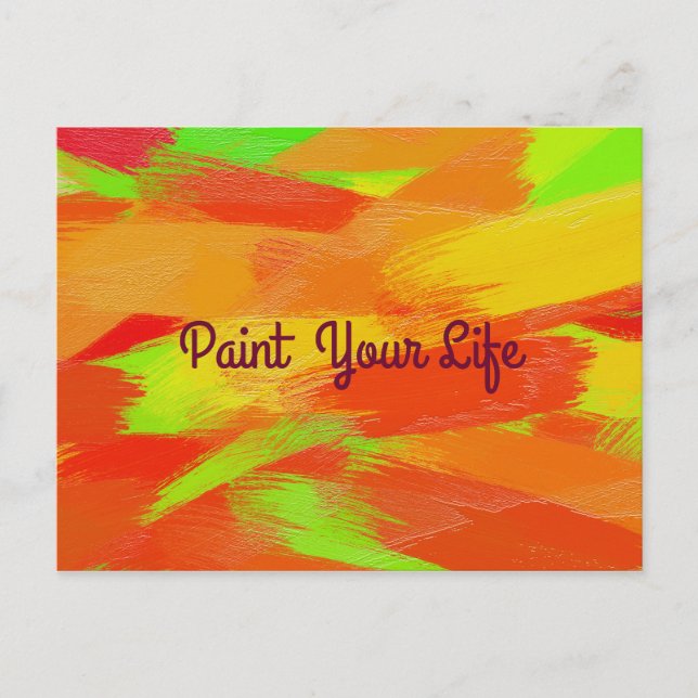 Abstract colorful brush strokes texture.text. postcard (Front)