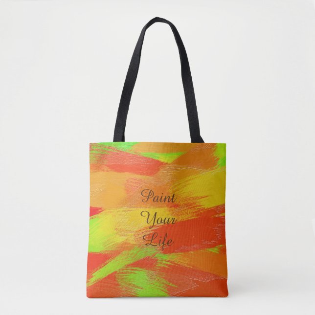 Abstract colorful brush strokes texture.text. tote bag (Front)