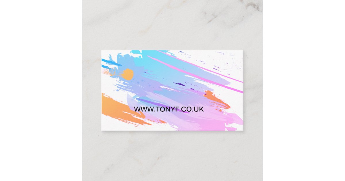 Abstract Colorful Brush Strokes With Watercolor Business Card