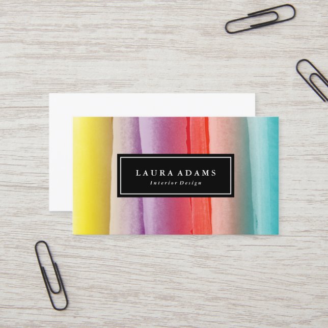 Abstract Colorful Brushstrokes Business Card (Front/Back In Situ)