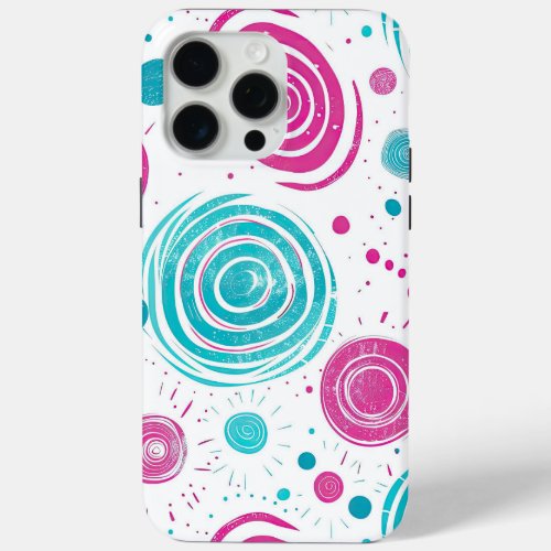 Abstract Colorful Brushstrokes Cyan Pink Aqua iPhone 15 Pro Max Case