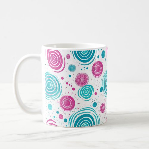 Abstract Colorful Brushstrokes Cyan Pink Aqua Coffee Mug