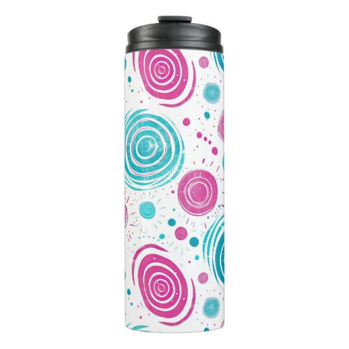 Abstract Colorful Brushstrokes Cyan Pink Aqua Thermal Tumbler