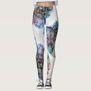 Abstract Colorful bubbles alcohol ink art Leggings