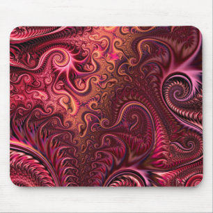 Abstract Colorful Burgundy Carmine Spiral Pattern Mouse Pad
