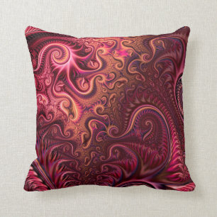Abstract Colorful Burgundy Carmine Spiral Pattern Throw Pillow