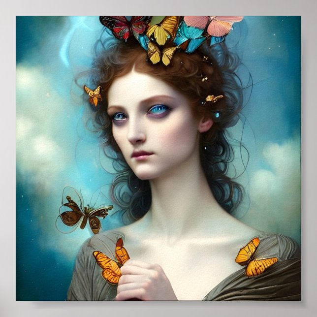 Abstract Colorful Butterfly Princess Poster (Front)