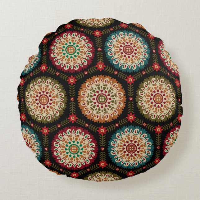 abstract colorful circle bunch pattern backgrounda round pillow (Front)